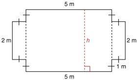 What is the length of h in the following composite figure? all angles are right angles. 5 m 4 m 3