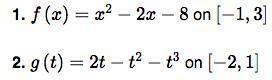 Calculus: for problems 1 &amp; 2 determine all the number(s) c which satisfy the conclusion of ro