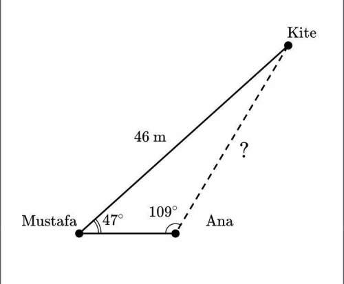 Mustafa is flying his kite, and ana is watching. from ana's perspectively there is an angle of 109 d