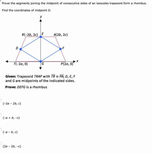 Prove the segments joining the midpoint of consecutive sides of an isosceles trapezoid form a rhombu