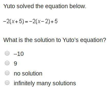 Yuto solved the equation below. what is the solution to yuto’s equation?
