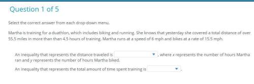 Martha is training for a duathlon, which includes biking and running. she knows that yesterday she c