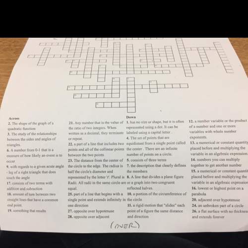 This is a math vocabulary crossword puzzle