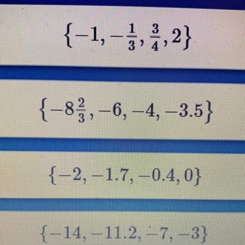 Asap ! in advance. in which set are all of the numbers solutions to the inequality x &lt; -3?