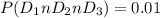 P(D_{1}n D_{2}n D_{3}) = 0.01