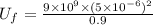 U_f=\frac{9\times 10^9\times (5\times 10^{-6})^2}{0.9}