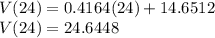 V(24) = 0.4164(24) + 14.6512\\V(24) = 24.6448