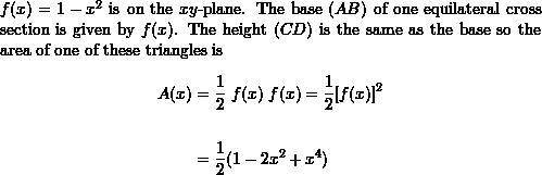 Find the volume of the following solid S. The base of S is the region enclosed by the parabola y = 1