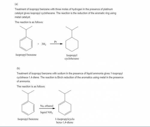 Give the structure of the expected product from the reaction of isopropylbenzene with(a) Hydrogen (3