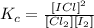 K_c=\frac{[ICl]^2}{[Cl_2][I_2]}