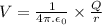 V=\frac{1}{4\pi.\epsilon_0}\times \frac{Q}{r}