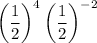 $\left(\frac{1}{2}\right)^{4}\left(\frac{1}{2}\right)^{-2}$