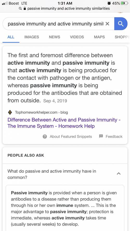 How are passive immunity and active immunity similar?
