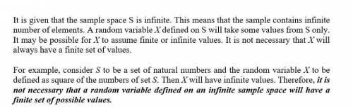 If the sample space S is an infinite set, does this necessarily imply that any random variable X def