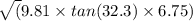 \sqrt(9.81 \times tan (32.3) \times 6.75)