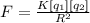 F = \frac{K[q_1][q_2]}{R^2}