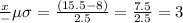\frac{x} - \mu{\sigma}  = \frac{(15.5 - 8)}{2.5}  = \frac{7.5}{2.5}  = 3