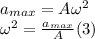 a_{max}=A\omega^2\\\omega^2=\frac{a_{max}}{A}(3)