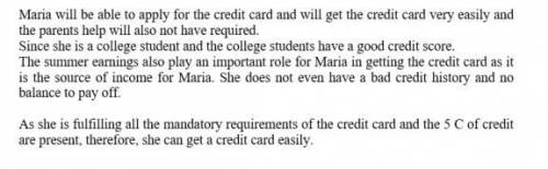 1. Assuming Maria does not really care about her parents’ approval and ignores their assignment, wil