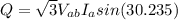 Q = \sqrt{3} V_{ab}I_{a} sin(30.235)