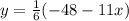 y=\frac{1}{6}(-48-11x)