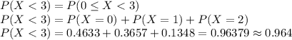 P(X< 3)=P(0\leq X