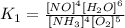 K_1=\frac{[NO]^4[H_2O]^6}{[NH_3]^4[O_2]^5}