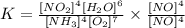 K=\frac{[NO_2]^4[H_2O]^6}{[NH_3]^4[O_2]^7}\times \frac{[NO]^4}{[NO]^4}