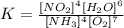 K=\frac{[NO_2]^4[H_2O]^6}{[NH_3]^4[O_2]^7}