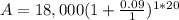A=18,000(1+\frac{0.09}{1})^{1*20}