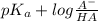 pK_{a} + log \frac{A^{-}}{HA}