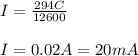 I=\frac{294C}{12600}\\\\I=0.02A=20mA