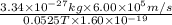 \frac{3.34 \times 10^{-27} kg \times 6.00 \times 10^{5} m/s}{0.0525 T \times 1.60 \times 10^{-19}}