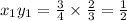 x_1y_1=\frac{3}{4}\times \frac{2}{3}=\frac{1}{2}