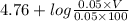4.76 + log \frac{0.05 \times V}{0.05 \times 100}