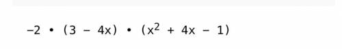 Multiply: (−4x + 3)(−2x2 − 8x + 2)