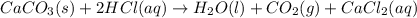 CaCO_3(s)+2HCl(aq)\rightarrow H_2O(l)+CO_2(g)+CaCl_2(aq)