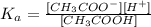 K_a=\frac{[CH_3COO^-][H^+]}{[CH_3COOH]}