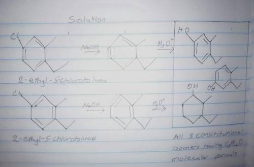 When 2-ethyl-5-chlorotoluene was treated with sodium hydroxide at high temperature, followed by trea