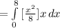 =\int\limits^8_0 {[\frac{x^2}{8} ]x} \, dx