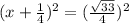 (x+\frac{1}{4} ) ^{2}=(\frac{\sqrt{33} }{4}) ^{2}