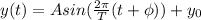 y(t)=Asin(\frac{2\pi}{T}(t+\phi))+y_0