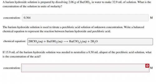 If 21.1 mL of the barium hydroxide solution was needed to neutralize a 3.89 mL aliquot of the perchl