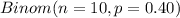 Binom(n=10,p=0.40)
