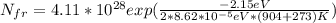 N_{fr}=4.11*10^{28}exp(\frac{-2.15eV}{2*8.62*10^{-5}eV*(904+273)K} )