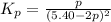 K_p=\frac{p}{(5.40-2p)^2}