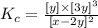 K_c=\frac{[y]\times [3y]^3}{[x-2y]^2}