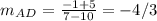 m_A_D=\frac{-1+5}{7-10}=-4/3