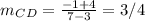 m_C_D=\frac{-1+4}{7-3}=3/4