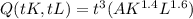 Q(tK,tL)=t^{3}(AK^{1.4} L^ {1.6 } )